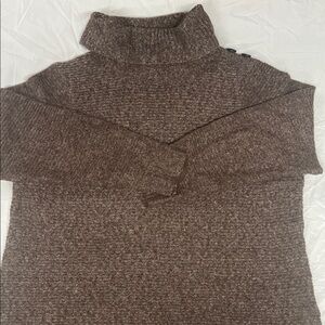 Pink Clover 3X Heather Mocha Marled Button Shoulder Turtleneck Sweater